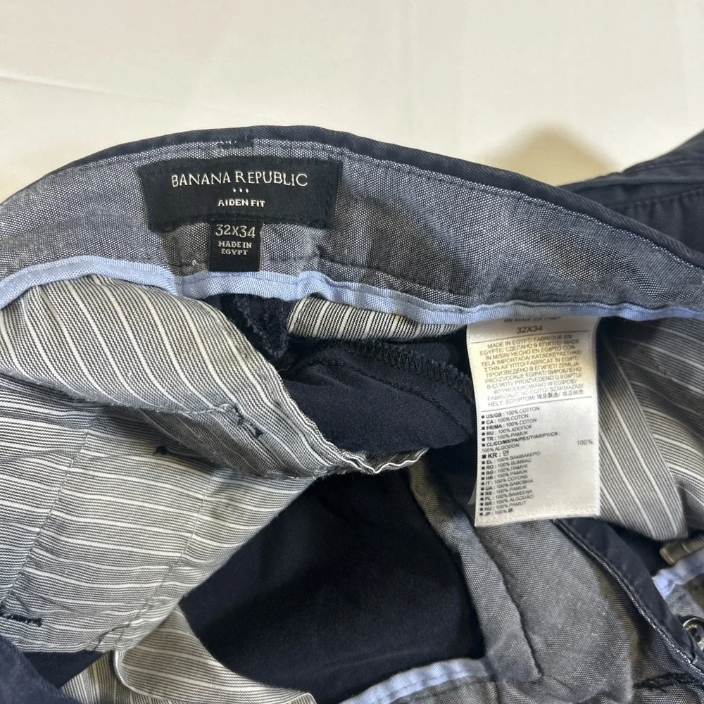 Banana‎ Republic Alden Fit Chinos Pants Mens 32x34 Navy Blue 100% Cotten